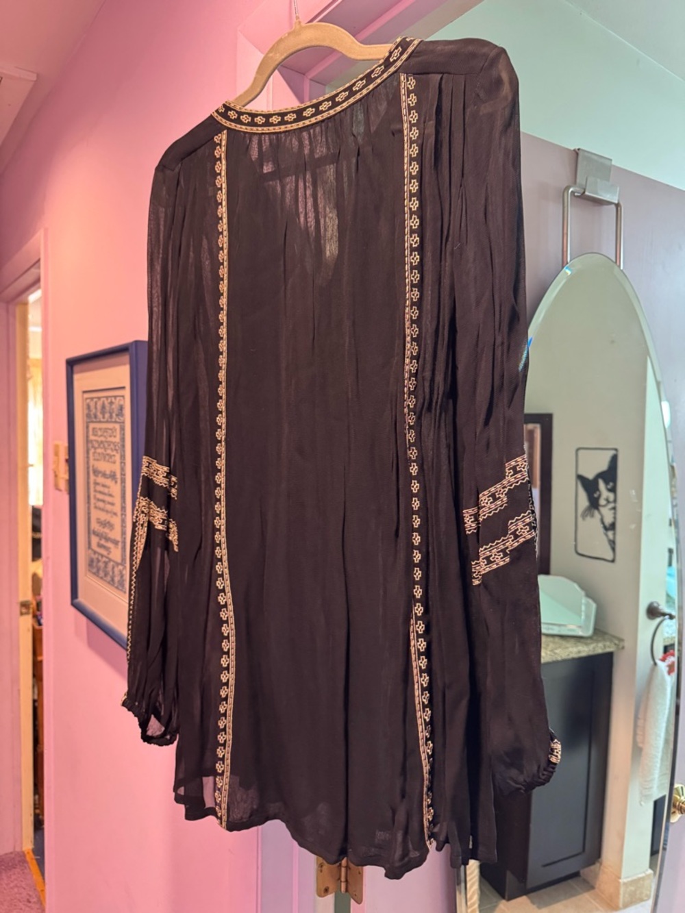 Tolani Black Tunic Dress Size XL with Gold Embroidery - Picture 7 of 8